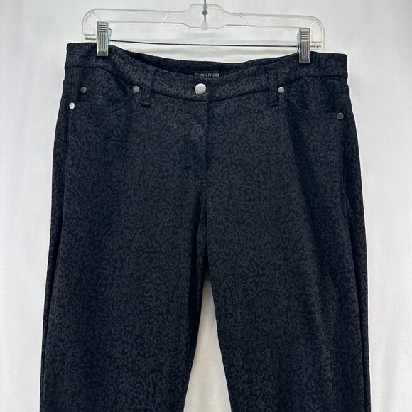 Eileen Fisher Pants Womens 12 Filigree Print Ponte Skinny Mid Rise Jegging Black - Picture 3 of 11